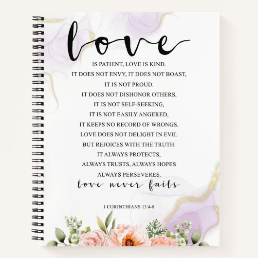 Liefde is patiënt, 1 Corinthians 13:4-8 Notitieboek (Voorkant)