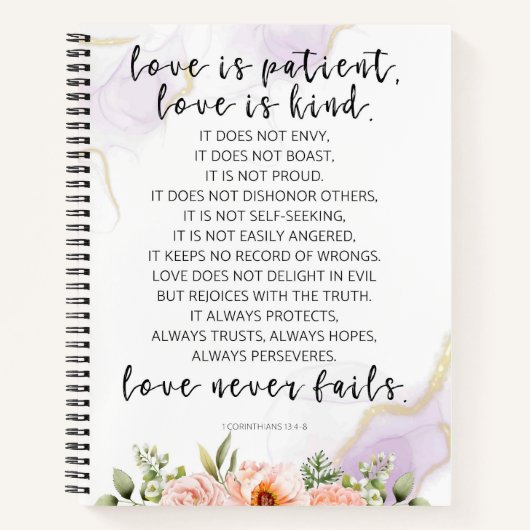 Liefde is patiënt, 1 Corinthians 13:4-8 Notitieboek (Voorkant)