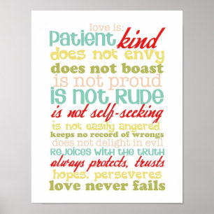 liefde is patiënt 1 corinthians 13 poster