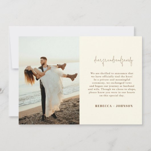 Liefde is Patiënt 4 Foto Wedding Elopement Aankond Aankondiging (Achterkant)