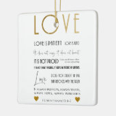 Liefde is patiënt BIble verse Typografie Gold Chic Keramisch Ornament (Links)
