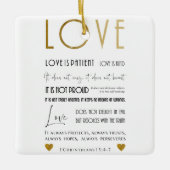 Liefde is patiënt BIble verse Typografie Gold Chic Keramisch Ornament (Voorkant)
