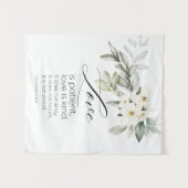 Liefde is Patient Bible Verse Wit Bloemen Christel Wandkleed (Voorkant (horizontaal))