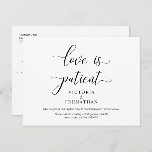 Liefde is patiënt, bruiloft ceremonie Verander dat Briefkaart (Voorkant / Achterkant)