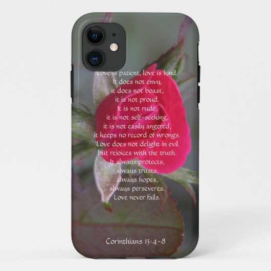 Liefde is Patiënt, Corinthians, Red Rose Bud Case-Mate iPhone Case (Achterkant)