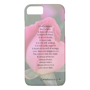 Liefde is Patiënt, Corinthians vers, met roze roze Case-Mate iPhone Case