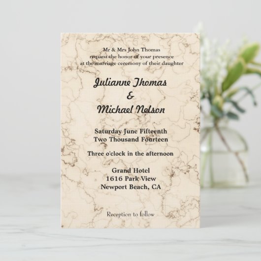 Liefde is Patiënt Crème Marmeren bruiloft Kaart (Staand voorkant)