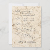 Liefde is Patiënt Crème Marmeren bruiloft Kaart (Achterkant)