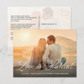 Liefde is Patiënt Elegant Script Foto Bruiloft Aankondigingskaart (Voorkant / Achterkant)