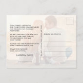 Liefde is Patiënt Elegant Script Foto Bruiloft Aankondigingskaart (Achterkant)