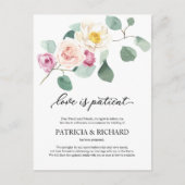 Liefde is patiënt eucalyptus bruiloft uitstel briefkaart (Voorkant)