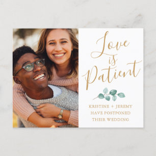 Liefde is Patient Gold Script Photo Save Our Date Aankondigingskaart