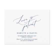 Liefde is patiënt, Navy Blue, uitnodiging uitgeste