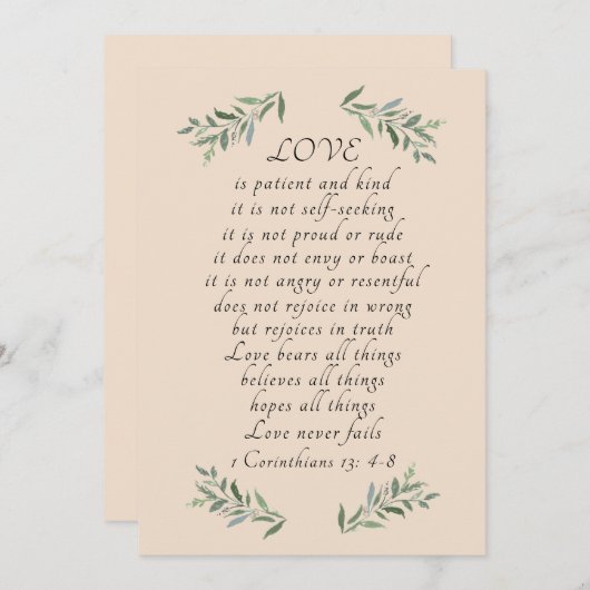 Liefde is patiënt platte kaart (Voorkant / Achterkant)