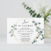 Liefde is patiënt uitgesteld huwelijksaankondiging kaart (Staand voorkant)