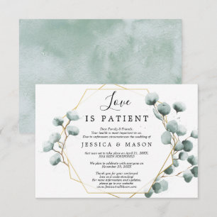 Liefde is patiënt uitgesteld huwelijksaankondiging kaart