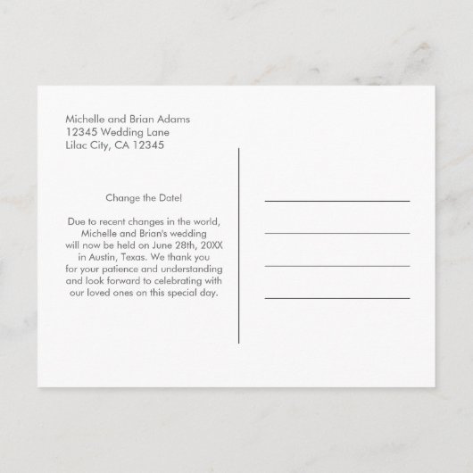 Liefde is Patiënt Verander de datum van het huweli Aankondigingskaart (Achterkant)