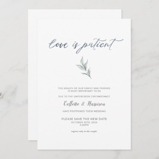 Liefde is Patiënt Verander de datum van Waterverf Kaart (Voorkant / Achterkant)