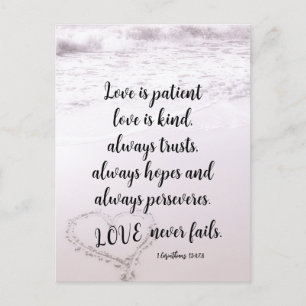 Liefde is Patiëntenbijbel Verse Ocean Beach Weddin Briefkaart