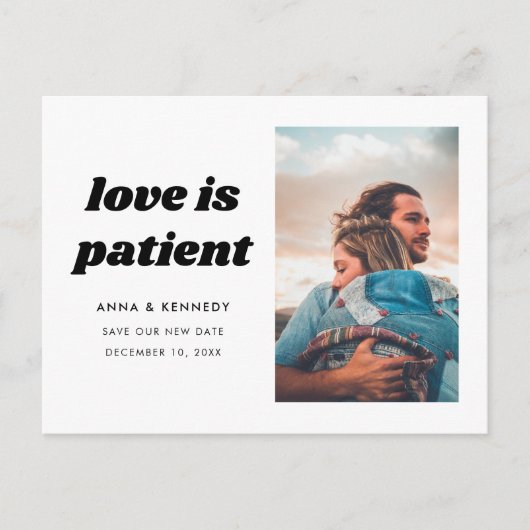 Liefde is Patiëntenverandering van plannen WeddenD Aankondigingskaart (Voorkant)