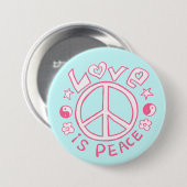 Liefde is Peace - Roze/Sky Button (Voorkant /achterkant)