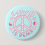 Liefde is Peace - Roze/Sky Button (Voorkant)