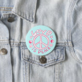 Liefde is Peace - Roze/Sky Button (In situ)