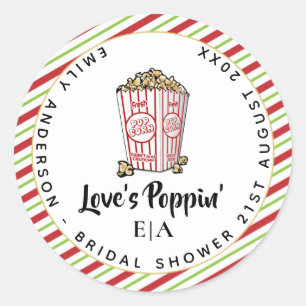 Liefde is Poppin - Bruiloft Popcorn Fun Modern Bri Ronde Sticker