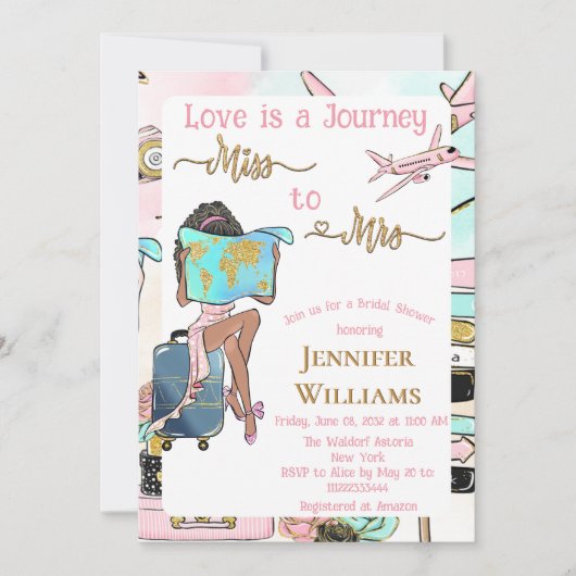 Liefde is reis van Miss naar Mrs Vrijgezellenfeest Kaart (Voorkant)