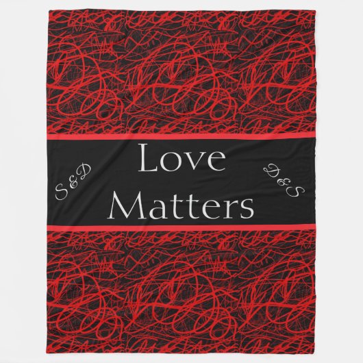 Liefde is rood en zwart fleece deken (Voorkant)