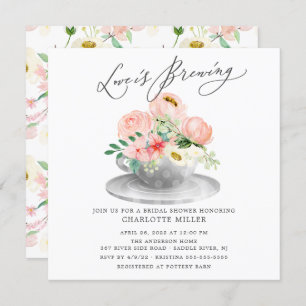 Liefde is roze Floral Bridal Tea Shower Invi Kaart