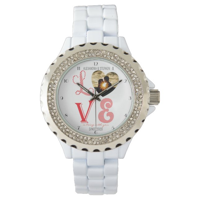 Liefde is Samen met Jou Foto Hart Frame Horloge (Voorkant)