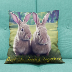 Liefde is samen Sierkussen (schattige konijnen)