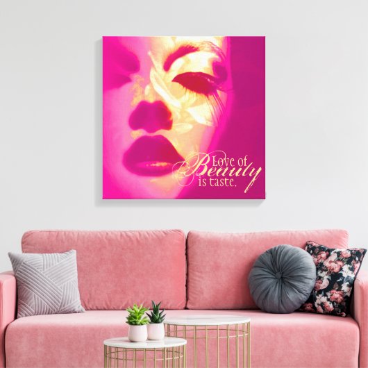 "Liefde is smaak" roze mode gezichtsdoek Canvas Afdruk (Insitu (Woonkamer))
