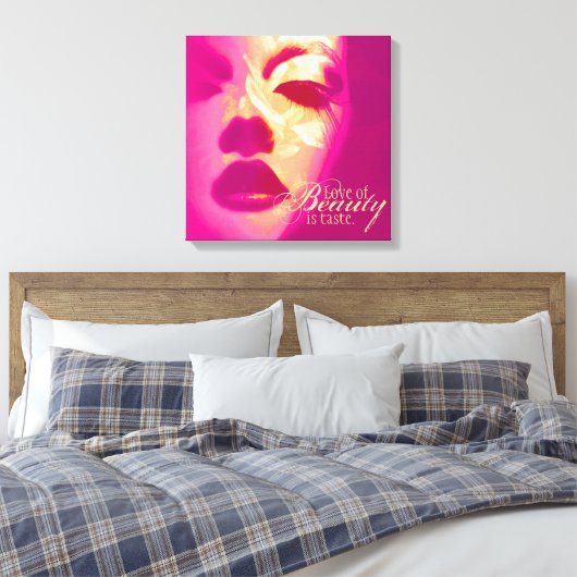"Liefde is smaak" roze mode gezichtsdoek Canvas Afdruk (Insitu (Slaapkamer))