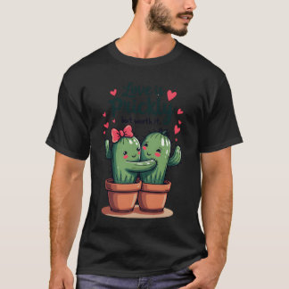 Liefde is Stekelige Zoete Cactusliefde voor Koppel T-shirt