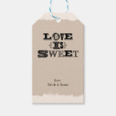 Liefde is Sweet Beige Custom Wedding Favor Cadeaulabel (Voorkant)