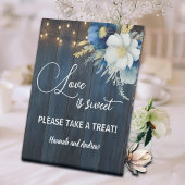 Liefde is Sweet Blue Wood String Lights Bloemen Reclamebord Met Voetstuk