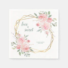 Liefde is Sweet Blush Floral Geometric Wedding Servet