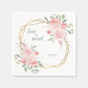 Liefde is Sweet Blush Floral Geometric Wedding Servet