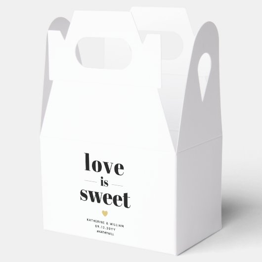 Liefde is Sweet Bold Typography Wedding Favor Box Bedankdoosjes (Geopend)