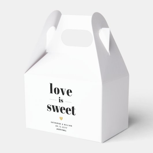 Liefde is Sweet Bold Typography Wedding Favor Box Bedankdoosjes (Voorkant Zijde)