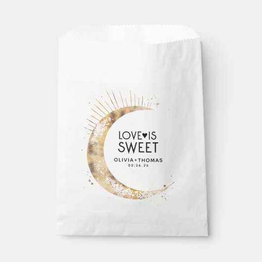 Liefde is Sweet Celestial Gold Moon Wedding Bedankzakje (Voorkant)