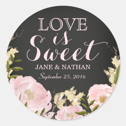Liefde is Sweet Chalkboard bruiloft Sticker (Voorkant)