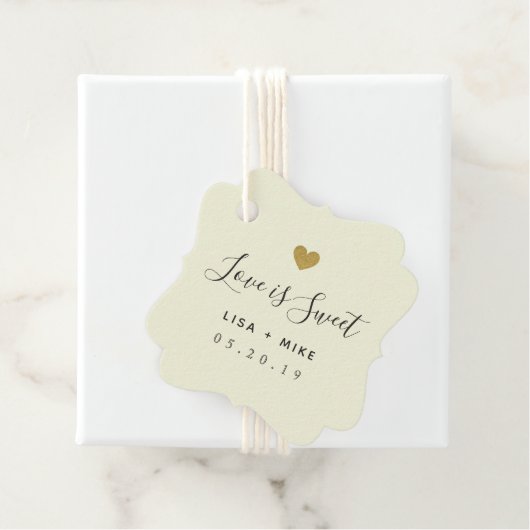 Liefde is Sweet Custom Bruiloft Fancy Vierkant Bedankjes Labels (In situ)