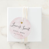 Liefde is Sweet Custom Bruiloft Snoep Roze Waterve Bedankjes Labels (In situ)