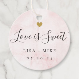 Liefde is Sweet Custom Bruiloft Snoep Roze Waterve Bedankjes Labels