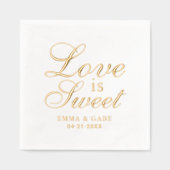 Liefde is Sweet Custom Script Wedding Monogram Folie Servetten (Voorkant)
