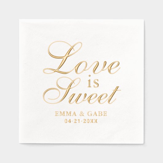 Liefde is Sweet Custom Script Wedding Monogram Folie Servetten (Voorkant)
