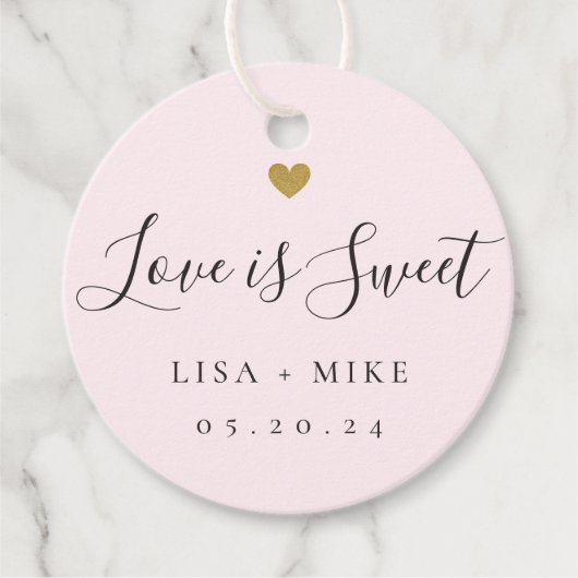 Liefde is Sweet Custom Wedding Snoep Roze Bedankjes Labels (Voorkant)